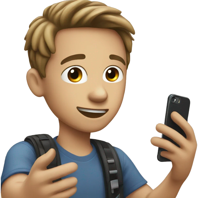 boy taking selfie with iphone emoji