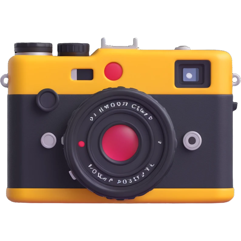 3D emoji of a classic rangefinder camera inspired by Canon P, realistic and high quality emoji