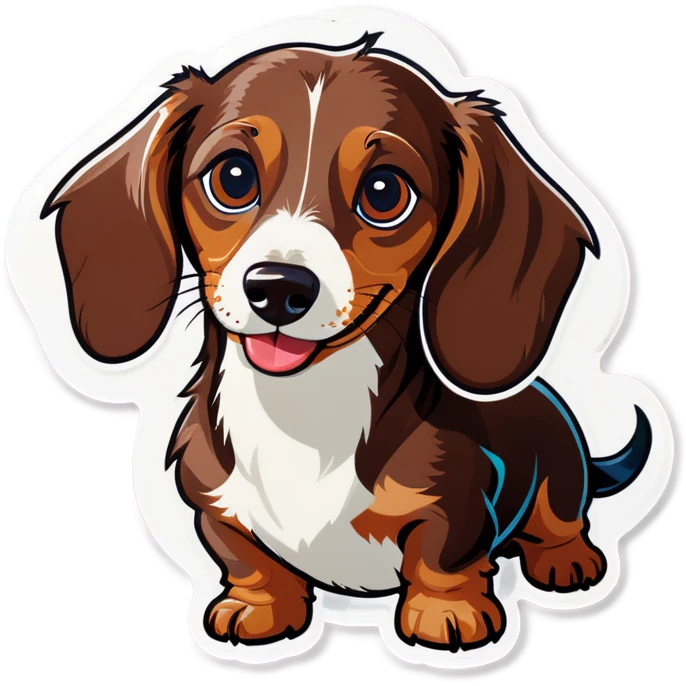 long hair dachshund brown and white dapple emoji