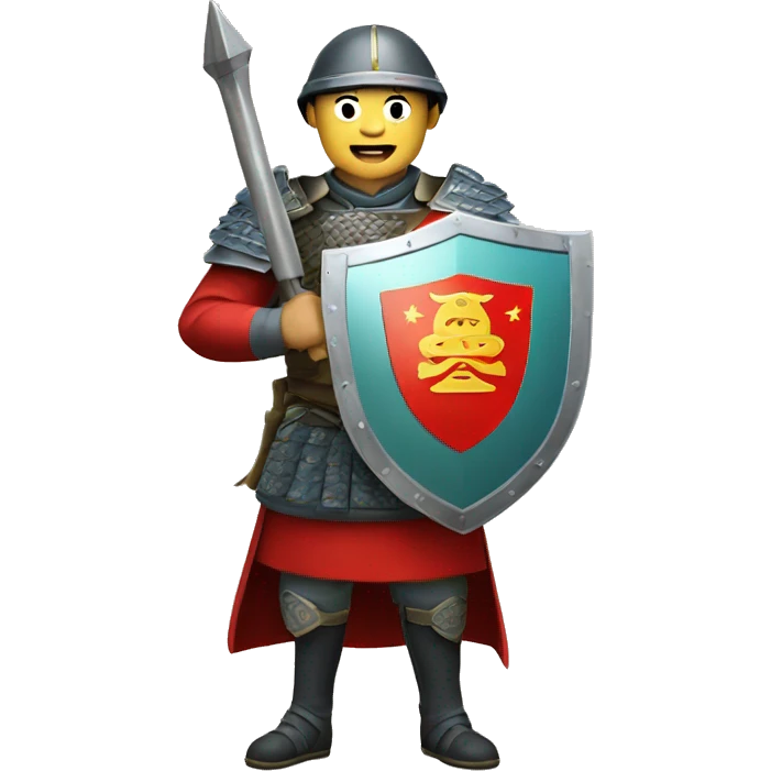 mediavel chinese soldier with big shield emoji