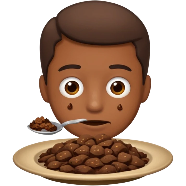 Make a poop on a plate with a guy eating it emoji