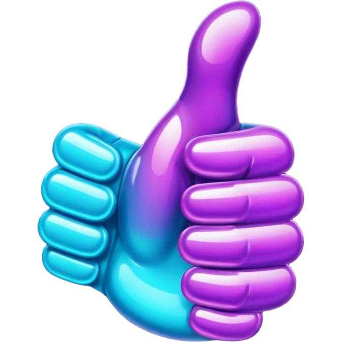 Glitter purple and cian thumbs up emoji