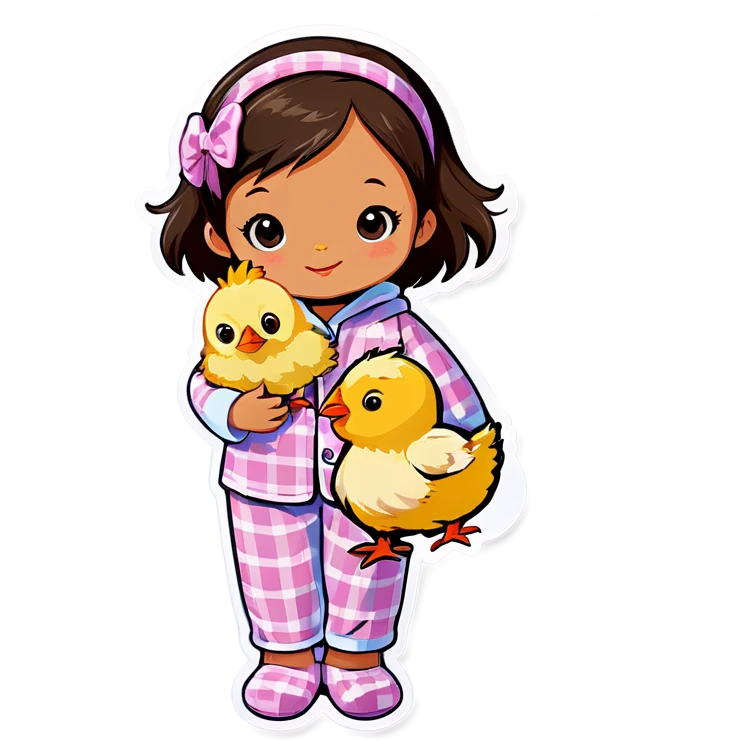 child with chick in pajamas emoji