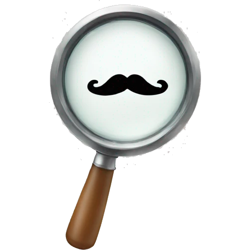magnifying glass with a moustache emoji