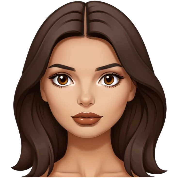 Emily Ratajkowski, famous model with long dark brown hair, full lips, and expressive brown eyes emoji