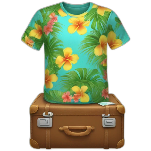 hawaian t-shirt in suitcase emoji