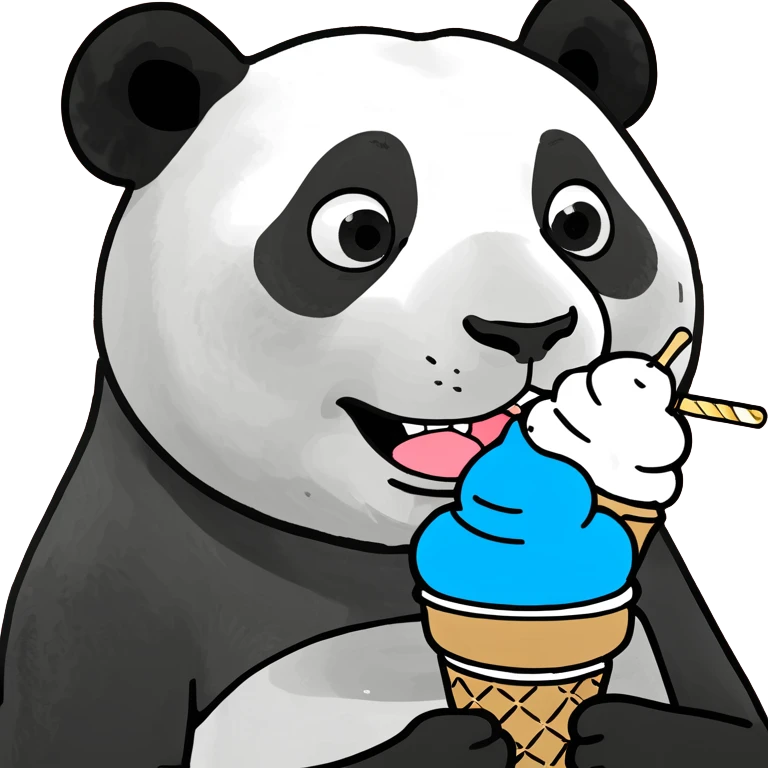 Panda eating ice cream emoji