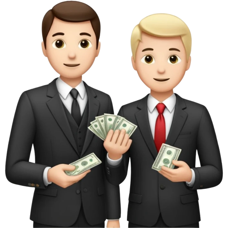 Two men in suits handing over money emoji
