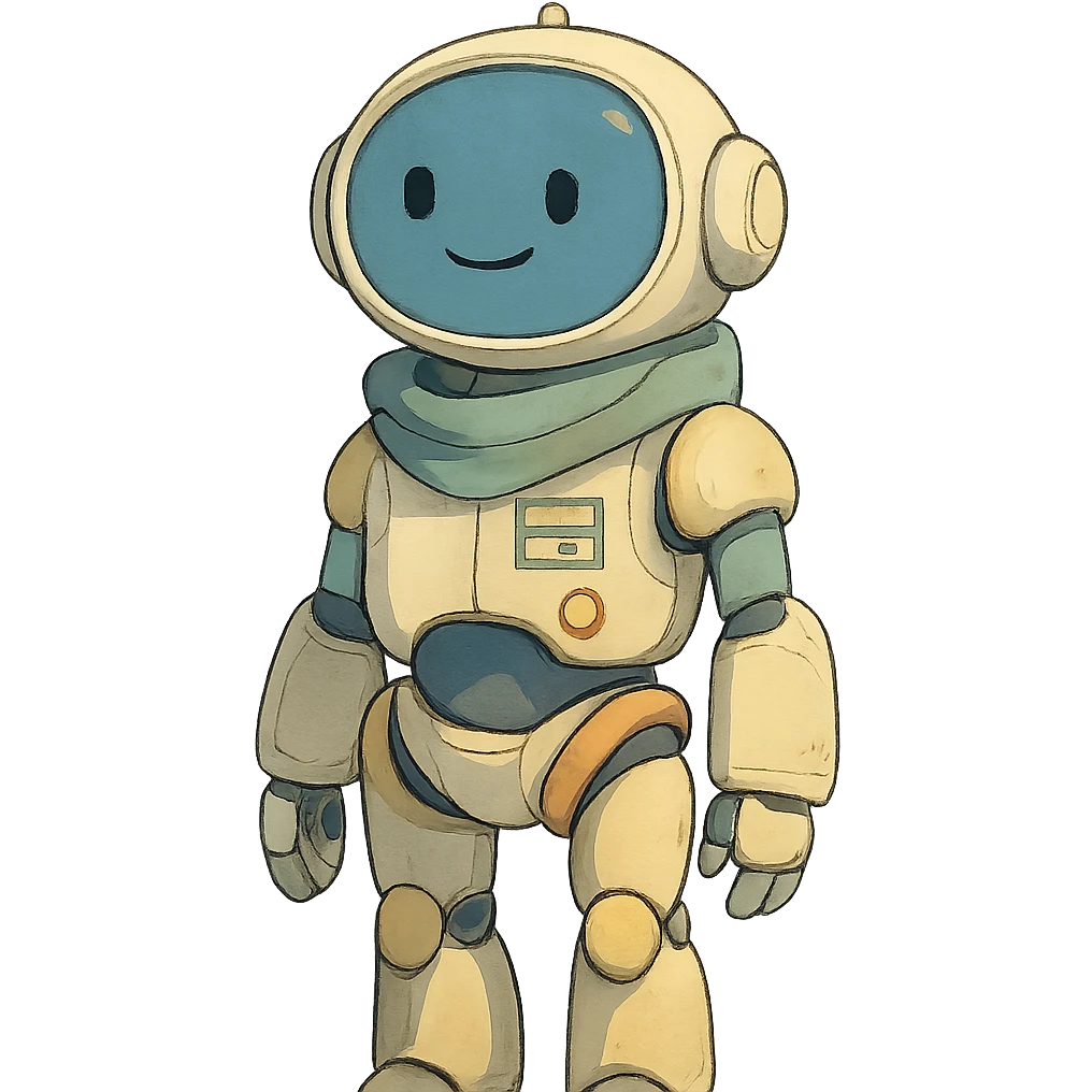 ghibli style futuristic AI assistant with soft colors emoji