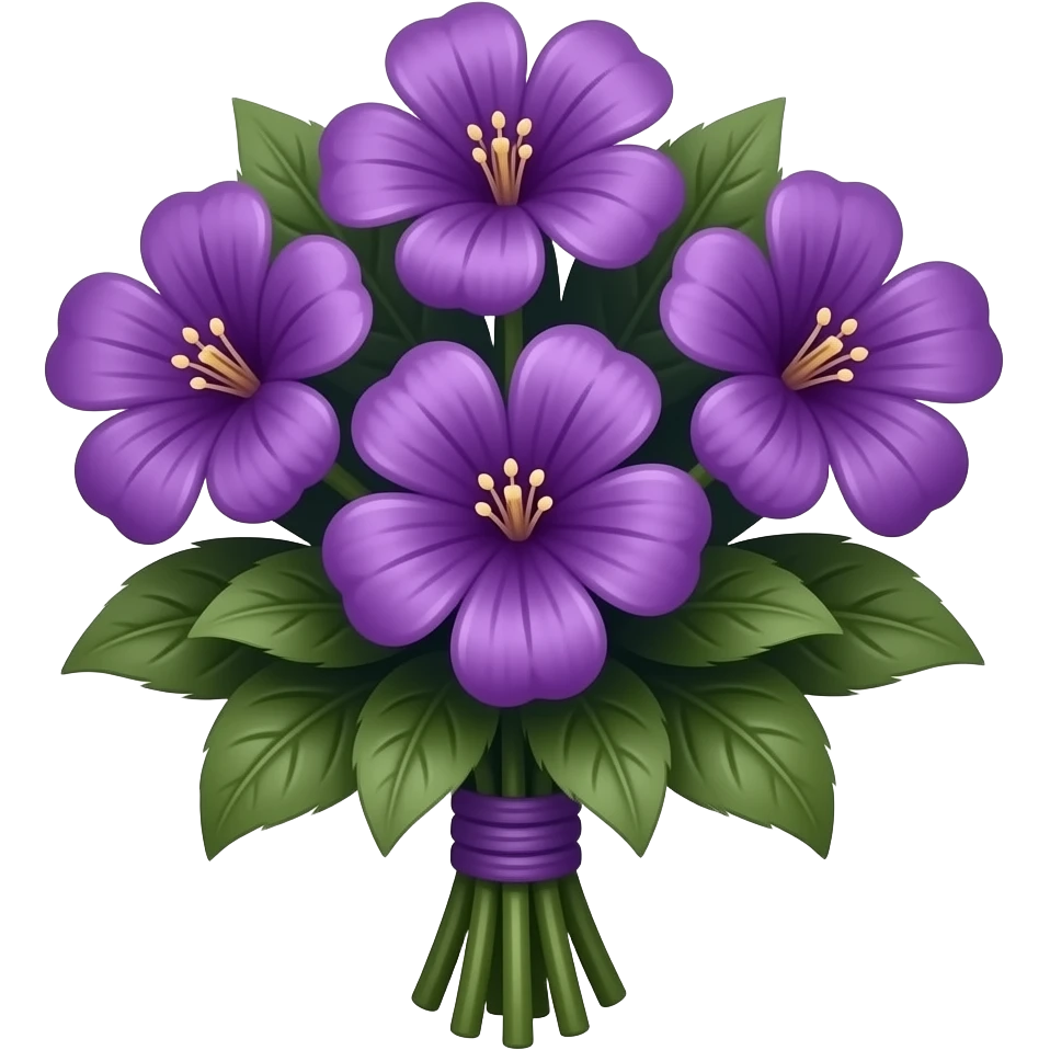 Mor menekşe buketi ama daha estetik ve gercekci kurdake olmasın ve solmus olsun yaprakları daha fazla olsun ve birde alt kısım biraz kahverengi olsun yapraklar az once daha iyiydi oyle olsun bide yapraklar parlasın emoji