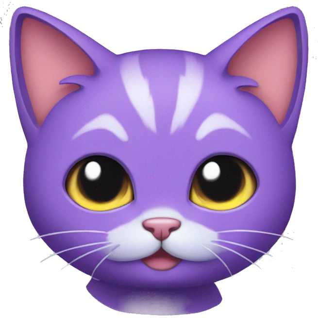Purple cat with bat wings cute kawaii emoji