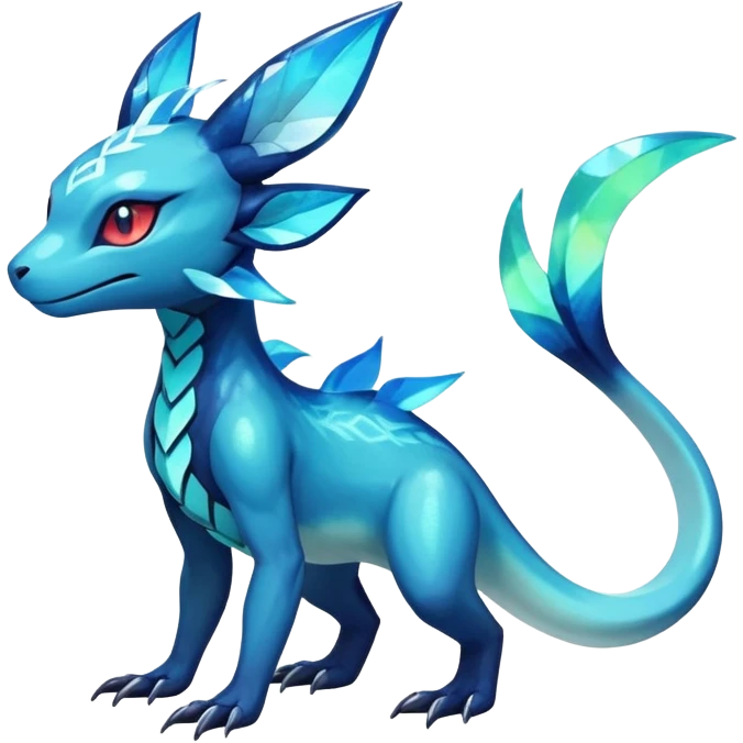 Colorful Dark Shiny Exotic Salandit-Aurorus-Glaceon-Fakémon-hybrid-creature (full body)  emoji