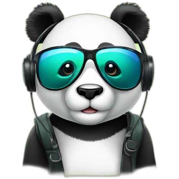 Panda mit Headset und Sonnenbrille emoji