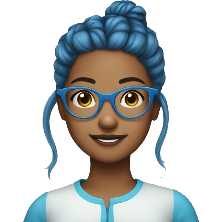 cute girl with blue glasses and bun hair emoji