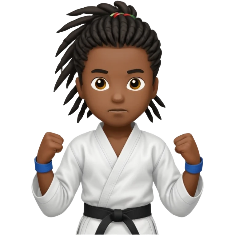karate boy, black skin, dreadlocks emoji