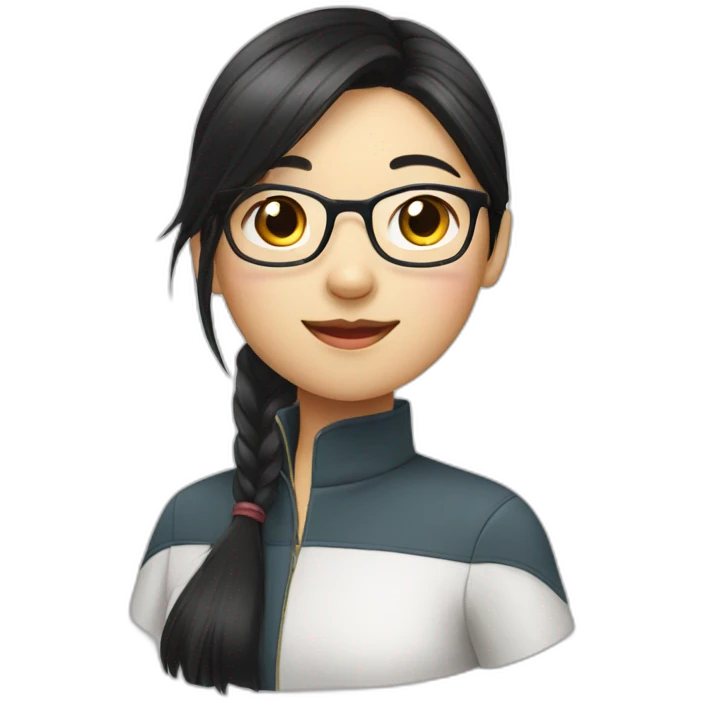 a Chinese girl student with black hair glasses emoji