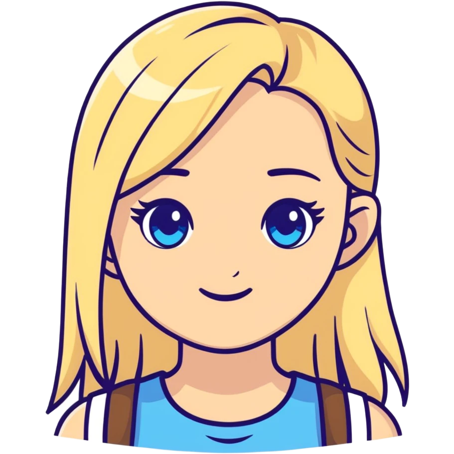 Girl blonde ondulation blues eyes type emoji Apple  emoji