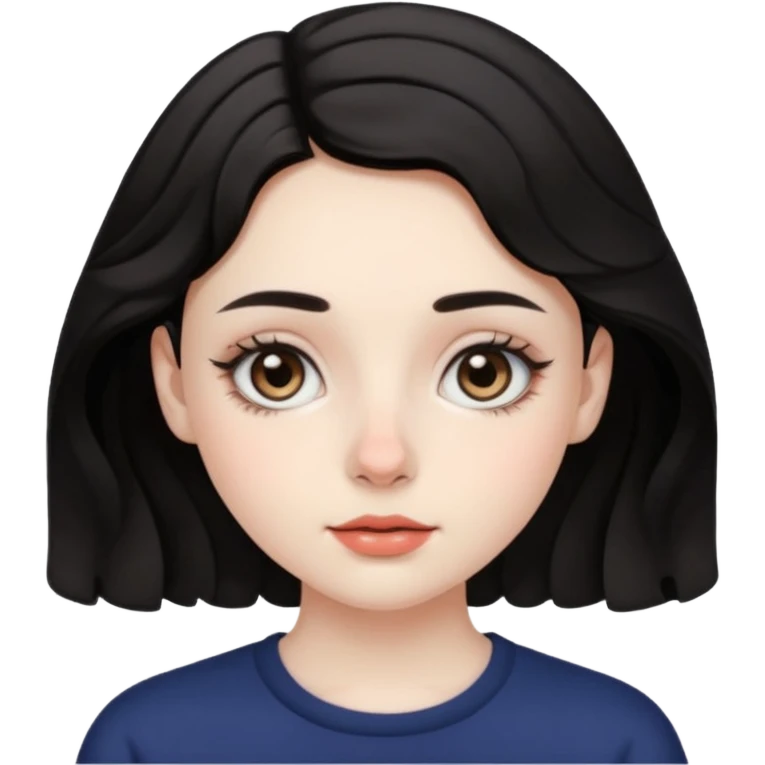 aesthetic girl , pale skin, doe eyes, button nose, soft arched brows,round face,full lips,short wavy black hair. please kindly genarate this avatar emoji
