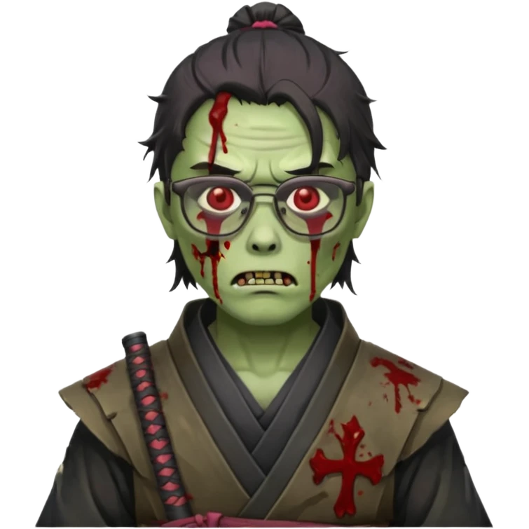 zombie samurai with glasses emoji