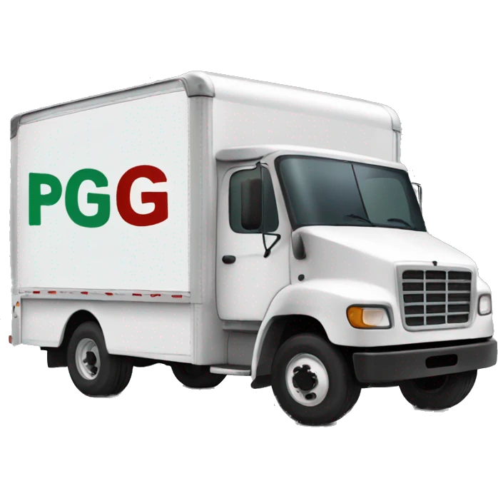 Boxtruck with letters "PGS” on the side emoji