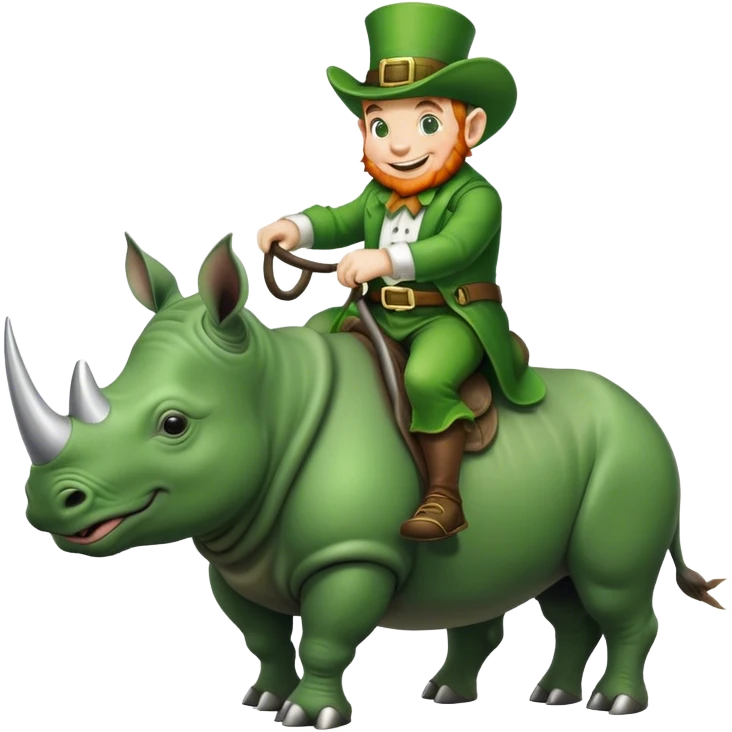 leprechaun riding a rhino  emoji