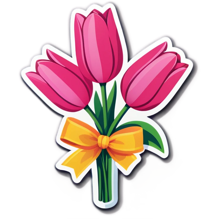 pink tulip bouquet with a bow emoji