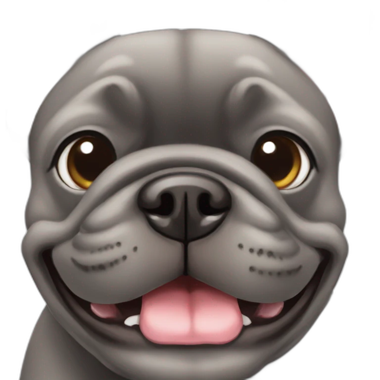 smiling dark grey french bulldog emoji