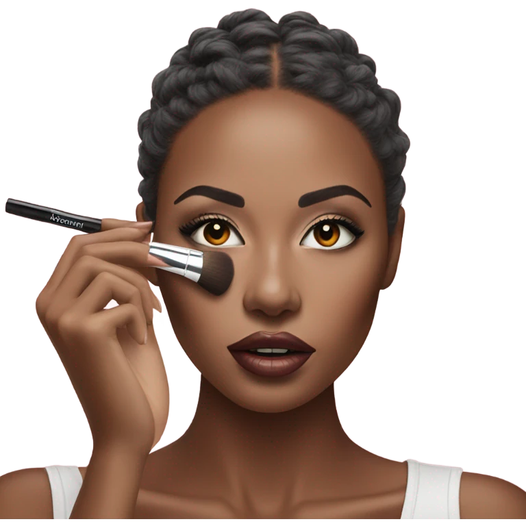 Hyper Realistic fashion model applying her make up emoji