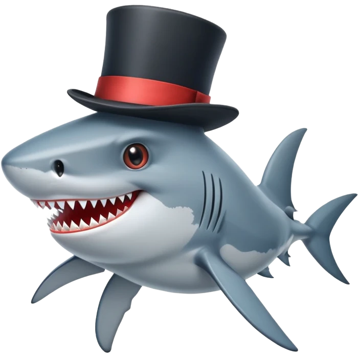Shark with a top hat emoji