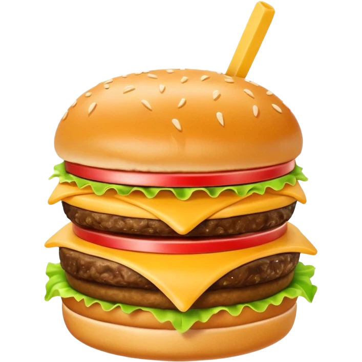 Crea una escena que contenga una hamburguesa, un frappé y papas fritas emoji
