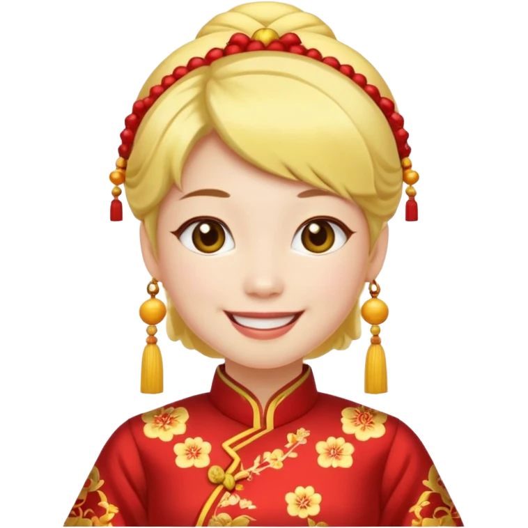 cara amarilla coqueta con disfraz chino emoji