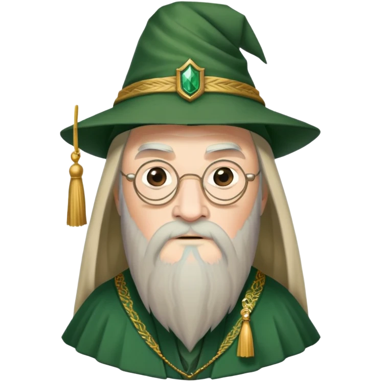 albus dumbledore from harry potter with green headmaster tassel hat and decorative motifs emoji