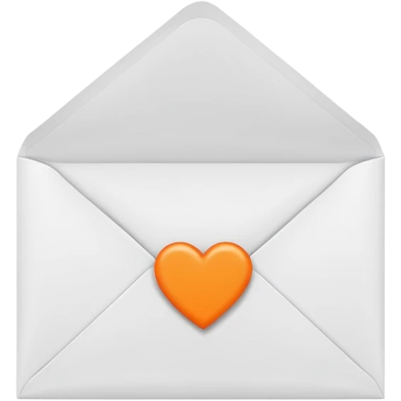 white envelop with small orange heart inside emoji