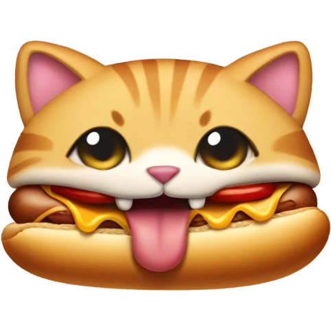 Cat eating a hotdog emoji