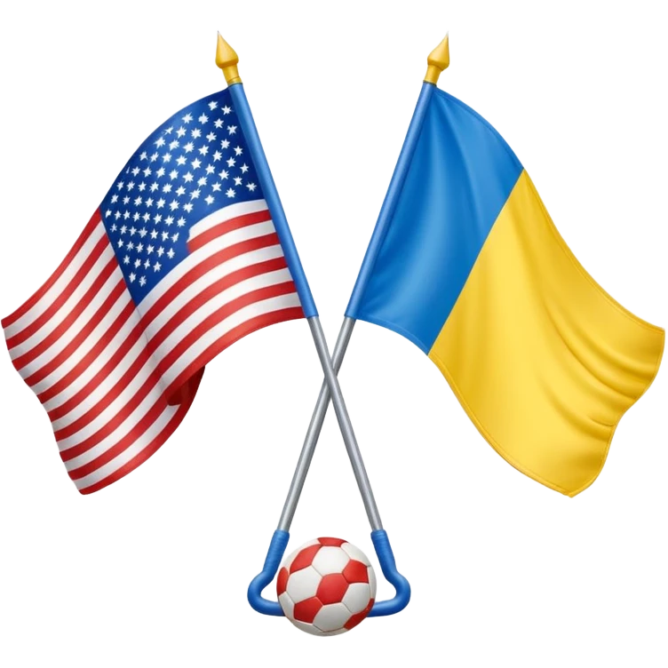 usa and ukraine flags together, sport equipment under emoji