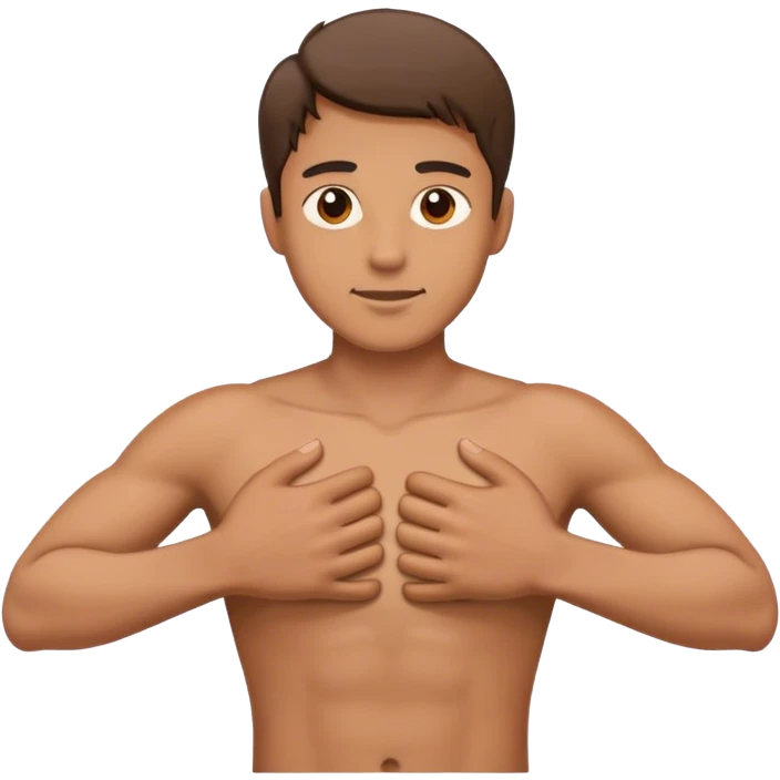 man holding arms out in front of his chest emoji