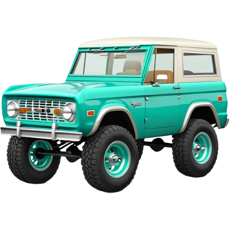 turquoise green classic ford bronco with ansen slot alminum wheels emoji