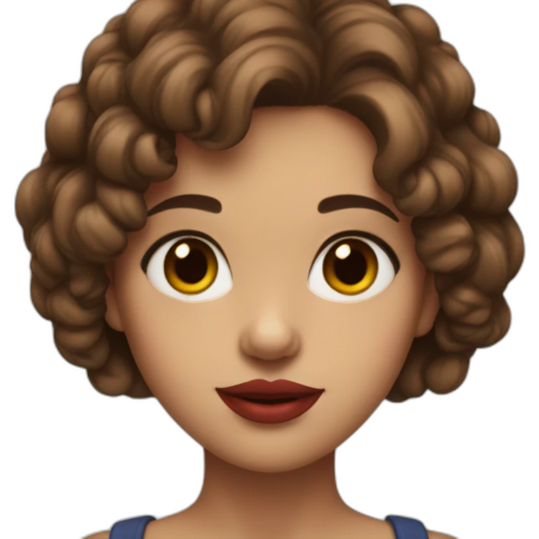 girl with big red lips, brown hair and eyes, big cheecks emoji