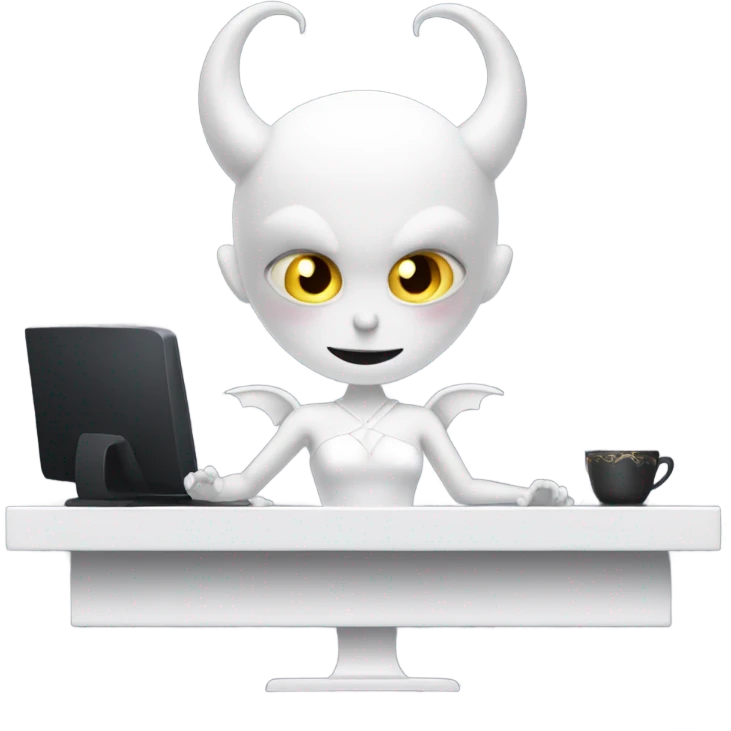 white demon in dress in computer emoji