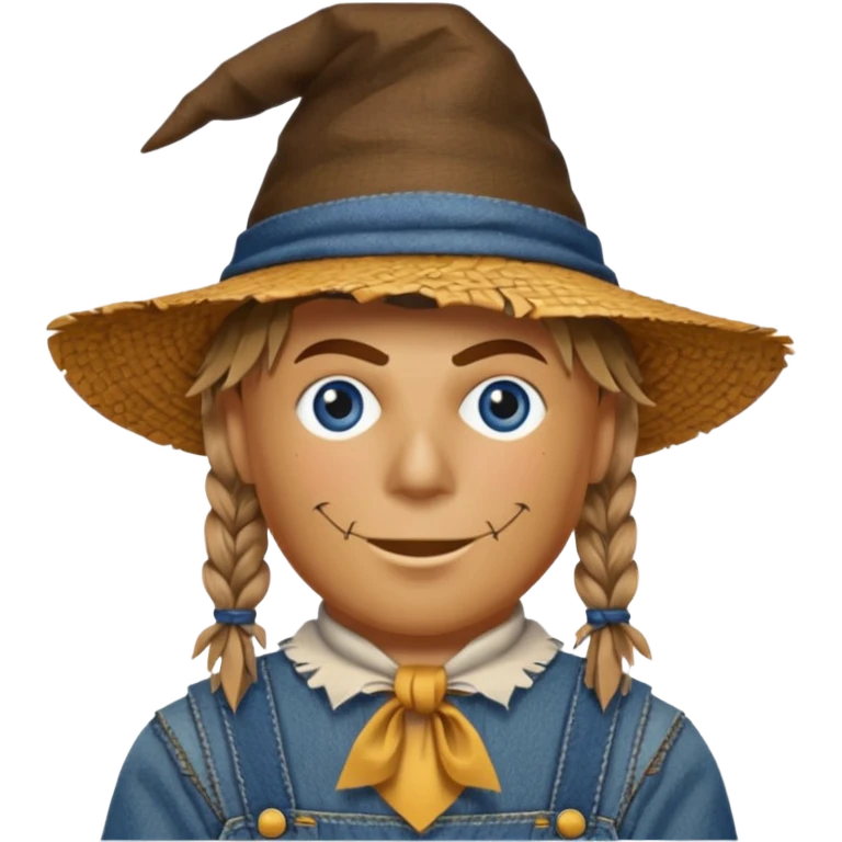 Scarecrow from the Wizard of Oz with dark blue eyes and outfit emoji