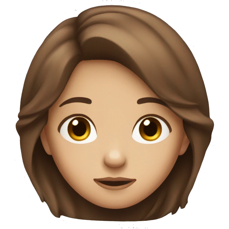 Long Brown-haired girl, calm look, brown eyes emoji