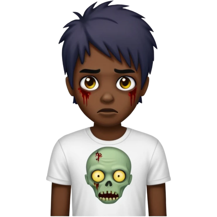 a dark emo zombie with a white t-shirt  emoji