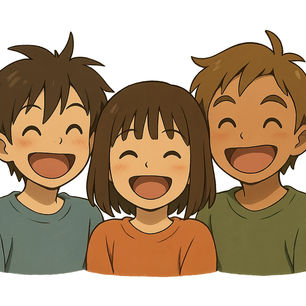 Anime-style emoji blending Hiro, Miamur, and Kanata Asai in a Ghibli-inspired art style emoji