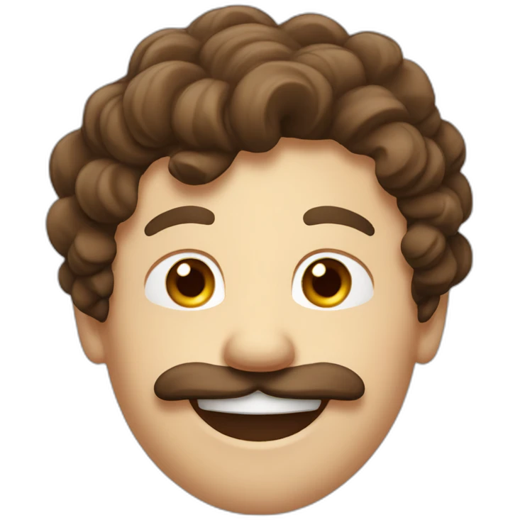 man with brown hair, a moustache whos is laughing emoji