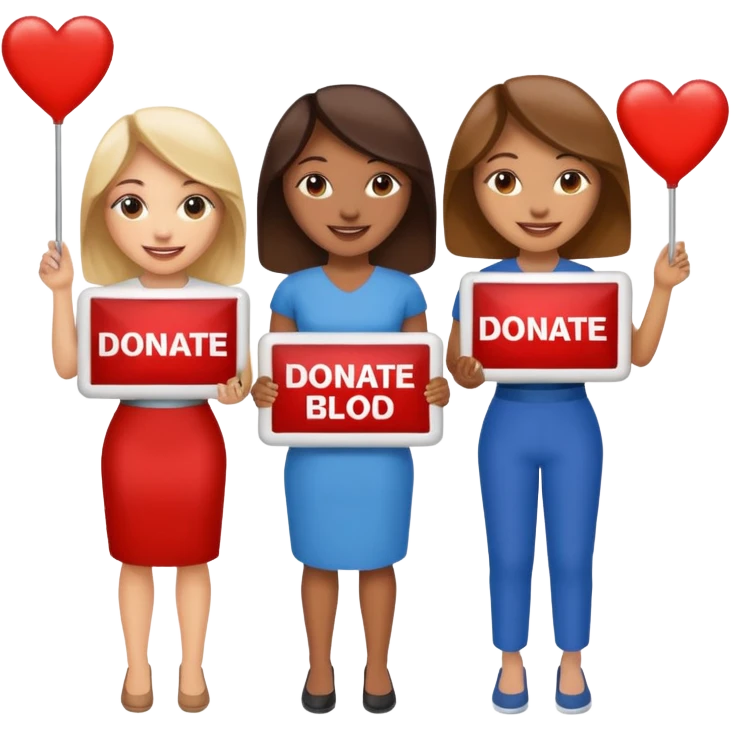 Four women promoting blood donation emoji