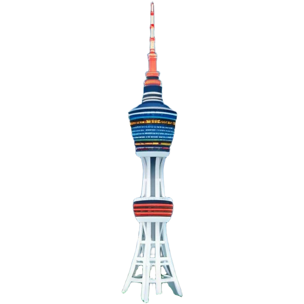 Cinematic Realistic N Seoul Tower Landmark Emoji, featuring the iconic tower perched atop Namsan Mountain, glowing against the night sky with panoramic city lights stretching beyond. emoji