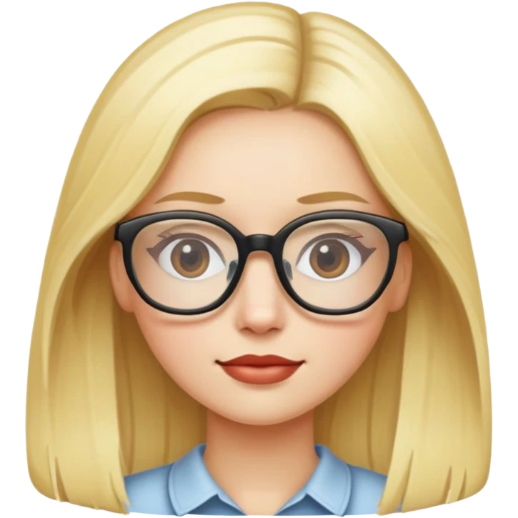 long blonde girl, white skin, with glasses emoji
