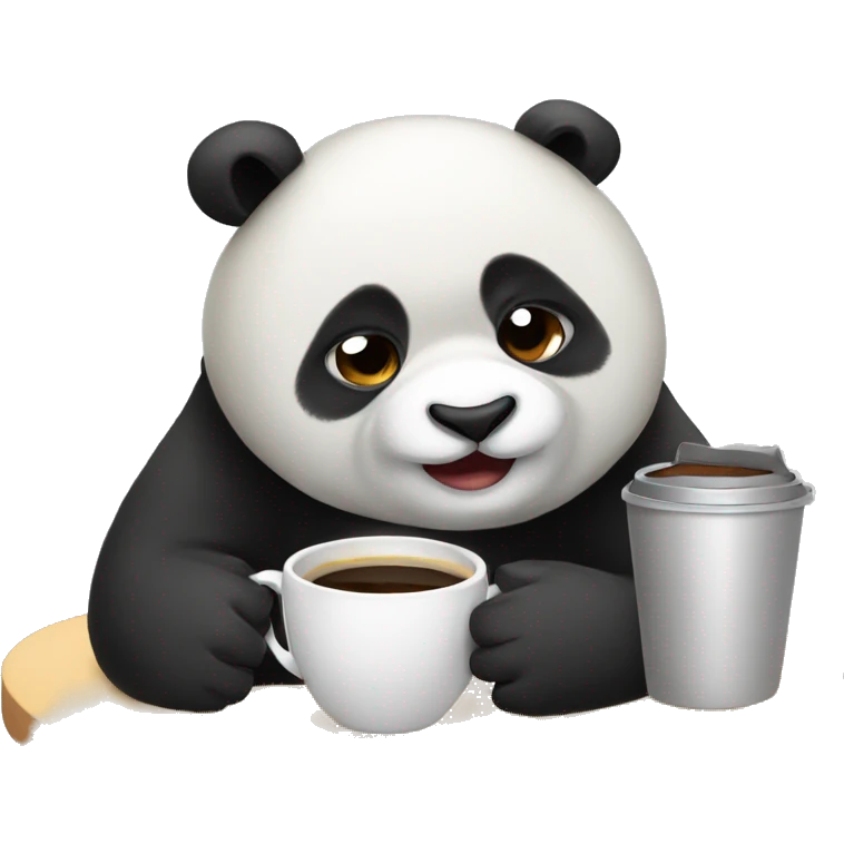 sleepy panda with cup of coffee  emoji