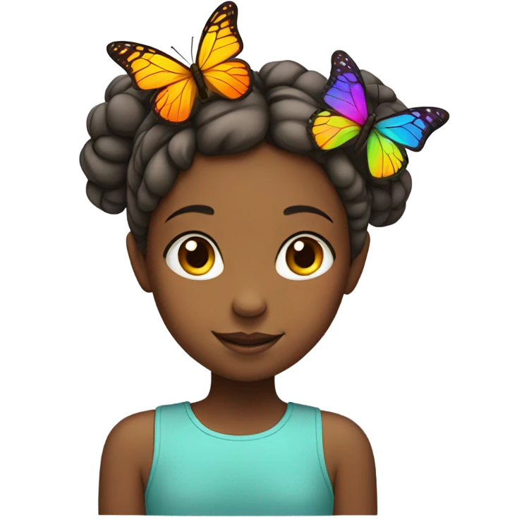 A girl with a butterfly on her head emoji