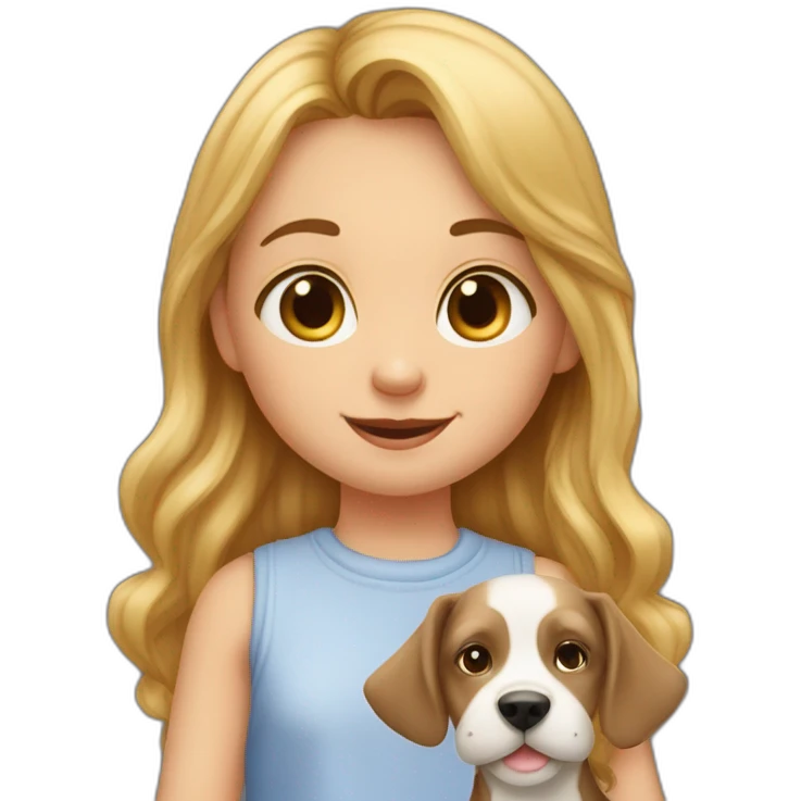 Petite fille qui fait un câlin à un gros chien  emoji